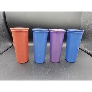 Tupperware Nesting Tumbler Cups with Lids Model 107 and 115 Used Vintage